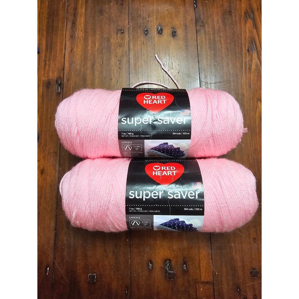 Red Heart Super Saver Yarn Petal Pink 0373 Medium 4 Acrylic 7oz 2 Skeins Lot
